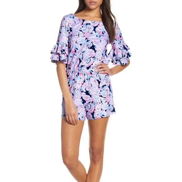 Lilly Pulitzer Lula Romper ruffle sleeve - Picture 1 of 16